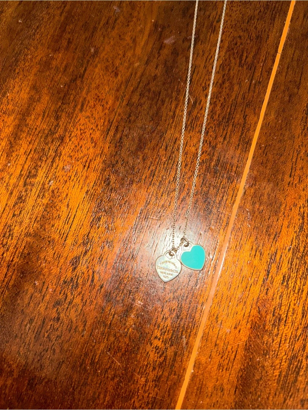 Tiffany & Co. Silver Chain with Turquoise Heart and Engraved Heart Tags